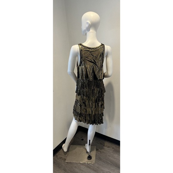 Michael Kors Dress Medium Gold Metallic Style Ruffle Mini Size S Small - Picture 11 of 16